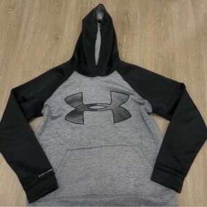 Under armour gray black hoodie youth large sweater sweatshirt